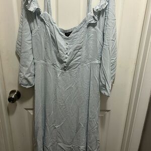 Torrid Light Blue Striped Mini Dress